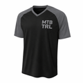 Black and gray sports jersey with 'MTB TRL' text in gray lettering
